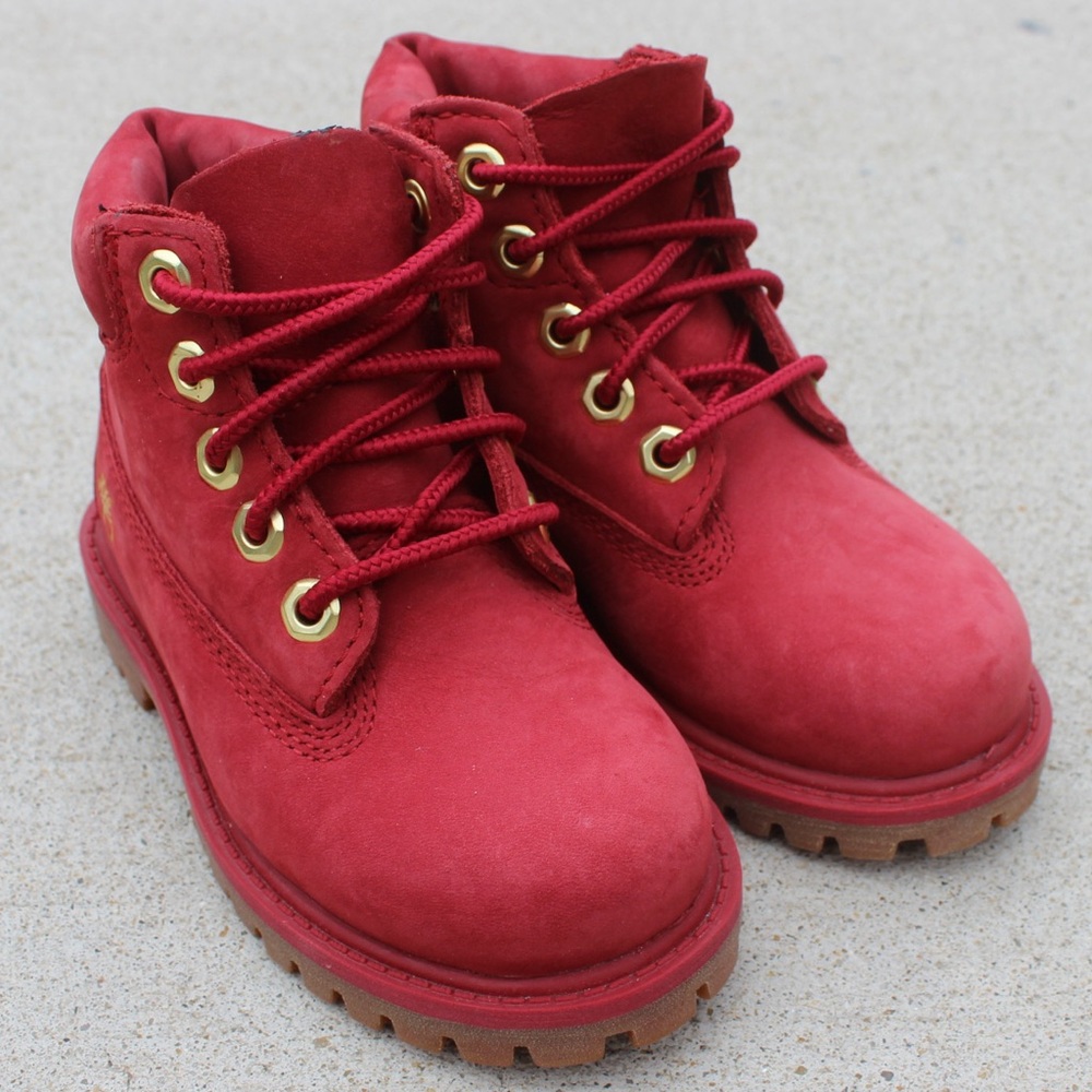 Timberland Little Kids Red 6-Inch Premium Boots Sz 7